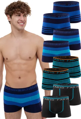 Produktbild von Fabio Farini - 8 Stück Herren Unterhosen - Männer Retroshorts aus weicher Microfaser im sportlichen Look mit Logoschriftzug