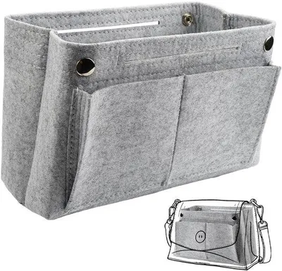 Produktbild von Grau Handtasorganizer mit 24 x 8 x 15 cm, innenfach für Handtaschen, innenfach, Handtaschenaufbewahrungsstück mit mehreren Kompartimenten