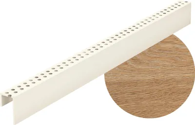 Obrázek produktu pro VOX Perforovaná lišta – ventilační profil pro fasádní panely z PVC KERRAFRONT – voděodolný a odolný proti UV záření – ochrana proti hmyzu – dub Nature