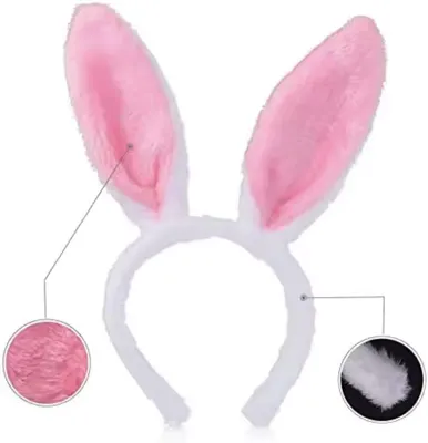 Produktbild von Diadem mit Hasenohren – Osterhasen-Diadem – Stirnband mit Ohren – Weiß/Rosa – CHPN