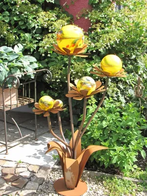 Produktbild von Edelrost Glasblume Blumenzauber, 120 cm, gelb