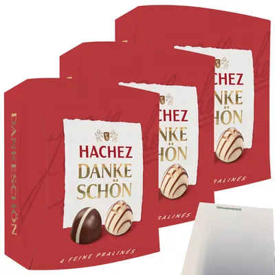 Produktbild von Hachez Schokolade Pralinenmischung Dankeschön 3er Pack (3x40g Packung) + usy Block