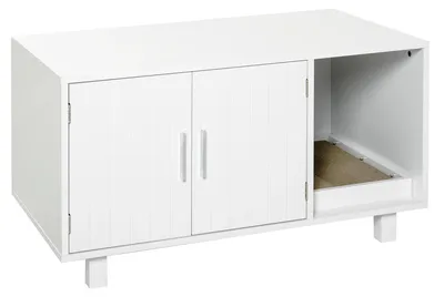 Zdjęcie produktu dla Meble Katzenklo – szafka na kuwetę dla kota – dwudrzwiowa, z miejscem do drapania i stolikiem bocznym – ukryta kuweta – 50,5 x 91 x 52 cm – drewno – kolor khaki