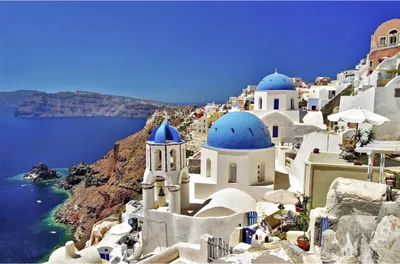 Zdjęcie produktu dla MALOWANIE PO NUMERACH Obrazy do malowania - Magiczne Santorini 50x40 cm