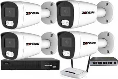 Obrázek produktu pro 8MPx kamerový IP POE set - 4x NC981, POE switch 4 + 1| ZONEWAY 4-NC981-3016