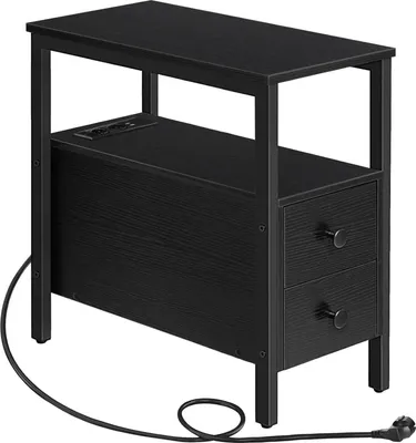 Obrázok produktu pre Bočný stolík HOOBRO s nabíjacou stanicou a 2 zásuvkami, port USB, čierny