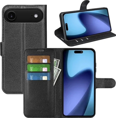 Obrázok produktu pre Pre Apple iPhone 17 Air Leatherette Book Wallet Mobile Phone Case Black
