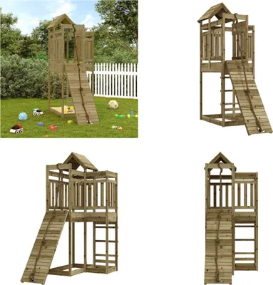 Produktbild von vidaXL Spielturm mit Kletterwand Imprägniertes Kiefernholz - Spielturm - Spieltürme - Spielhaus - Spielturm Mit Kletterwand