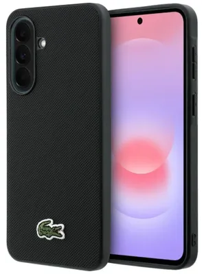 Immagine prodotto di Custodia Lacoste per Galaxy A57 in Pelle finta Petit Pique nera con logo coccodrillo