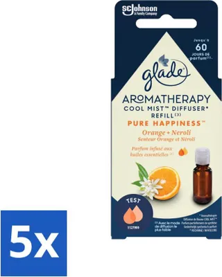 Image de Glade - Recharge Pure Happiness Mist - Aromathérapie - 17,4 ml - Pack avantage - 5 pièces