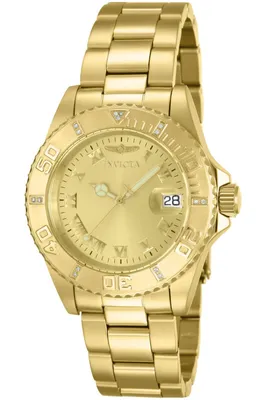 Obrázek produktu pro Invicta Pro Diver 12820 Dámské Hodinky - Quartz Hnutí - Nerezová Ocel s Zlatým Ciferníkem - 40 mm