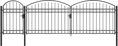 Produktbild von Gartentor Assen mit Bogenabschluss Stahl 1,25 x 5 m Schwarz