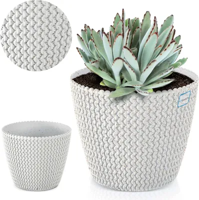 Image de Pot de fleurs Pot décoratif Pot rond 25,9 cm Splofy Pot de plantes Pour la maison ECO Wood Blanc