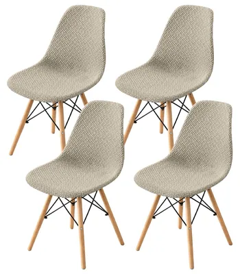 Stuhlbezüge Set 4er-Pack Stretch Jacquard Khaki
