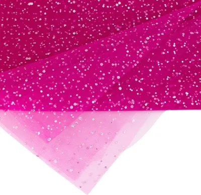 150cm breites, 3m langes, netzartiges pinkes Tüllstoff mit Glitter. Perfekt für Bastelprojekte und Dekorationen