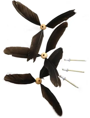 Produktbild von TOKOINDAH Federpropeller Set für Windspiel – 3 Ersatz-Feder Propeller Ø 15cm mit Holzperle & Stahlstiften – Ersatzfedern für Windspiele Möwe Vogel Deko Garten Basteln – drehen bei leichtem Windzug