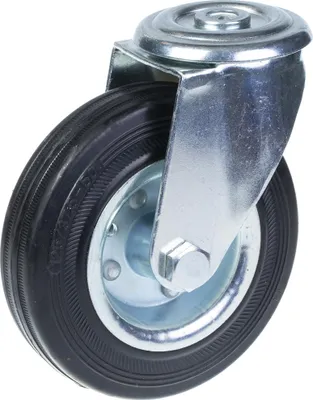 Obrázek produktu pro 125mm otočné kolečko s černou gumou na středovém kole z lisované oceli
