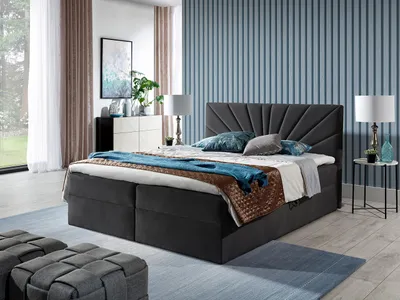 Obrázok produktu pre Boxspringová manželská posteľ 160x200 TOMASA 4 - tmavá šedá + topper ZDARMA