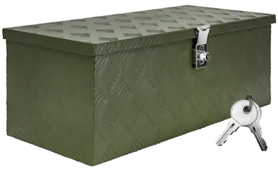 Image de Boîte à Timon Vert Boîte à outils Caisse de camion Boîte en Aluminium Box de remorque avec couvercle Verrouillable Boîte de Transport Rangement D050 trucky