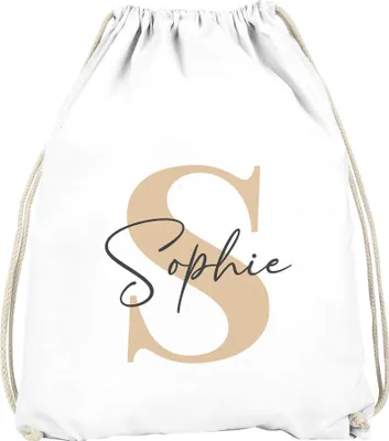 Produktbild von Turnbeutel mit Name Monogramm Anfangsbuchstabe Initiale personalisierte Geschenke Geburtstag SpecialMe®