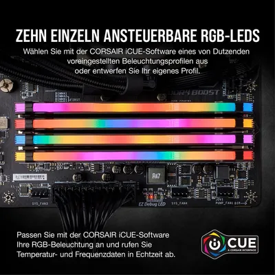 Produktbild von Corsair Vengeance RGB CMW16GX4M2Z2933C16, 16 GB, 2 x 8 GB, DDR4, 2933 MHz, 288-pin DIMM