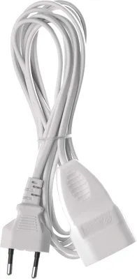 Obrázek produktu pro Prodlužovací kabel 3 metry s euro konektorem a zásuvkou - Kabel z plastu, 2 x 0,75 mm - Prodlužovací kabel pro vnitřní použití - 575 W
