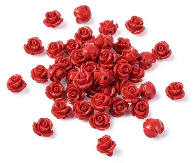 Rosen-Zinnoberperlen, 50 Stück, 10 mm, Blumenperlen für DIY-Schmuck