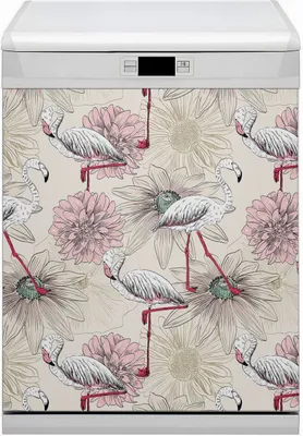 Produktbild von Dekorative Magnetmatte Küche Geschirrspüle 60x70 cm  Magnet für Spülmaschine  - Pink Flamingo