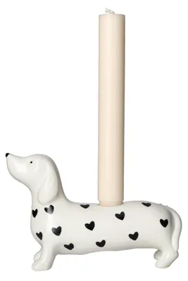 Produktbild von Gift Company Kerzenleuchter Mignon Dackel mit Herzen Weiß