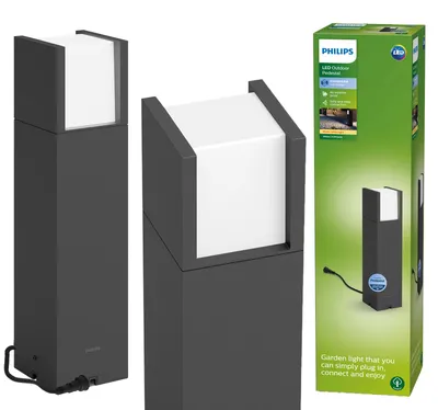 Zdjęcie produktu dla Philips Lampa słupkowa/przyścieżkowa Arbour 6 W, Zewnętrzne oświetlenie postument/słup, Antracyt, Metal, IP44, Patio, Ogród, III