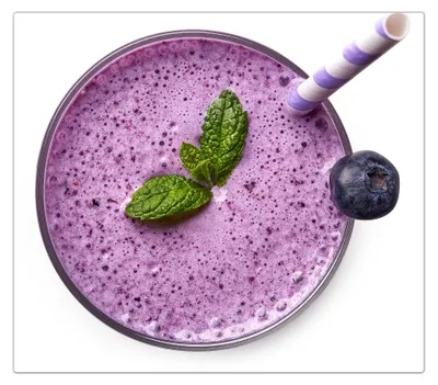 Produktbild von Spritzschutz Herdabdeckplatte Schneidebrett aus Glas Smoothie aus Heidelbeeren 1-Teilig (60x52cm)