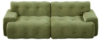 Zdjęcie produktu dla Trójmiejscowa kanapa obita tkaniną typu "bouclé" w kolorze zielonym, nowoczesny design w kształcie chmury, wymiary 224 cm