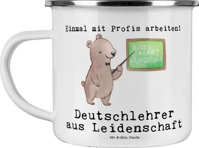 Produktbild von Mr. & Mrs. Panda Kaffeepott Deutschlehrer Leidenschaft - Weiß - Geschenk, Grundschule, Lustig, Deutschunterricht, Pott, Witzig, Motivtasse, Outdoor Tasse, Teetasse