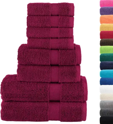 Produktbild von vidaXL 8 tlg. Premium-Handtuch-Set SOLUND Bordeaux 600 g/m²