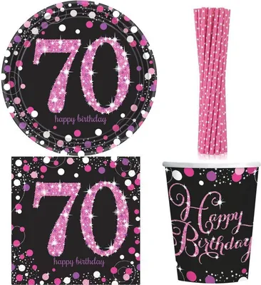 Produktbild von Geburtstag Partyset pink schwarz Frau Zahl 18 21 30 40 50 60 70 80 Partyartikel Dekoration