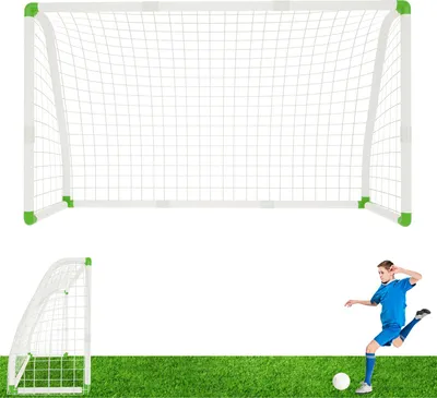 Image de XINZI Buts de football pour enfants Buts de football en PVC pour jardin, but de football avec filet pour plage parc buts d'entraînement, le meilleur but de football par tous les temps 2,45m x 1,55m