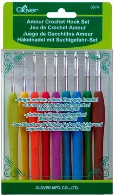 Produktbild von Clover Amour Häkelnadelset, 2,0-6,0mm, 9 Häkelnadeln