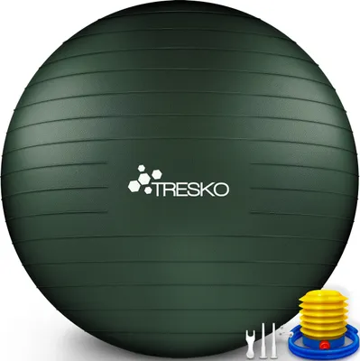 Produktbild von TRESKO Gymnastikball (Smaragdgrün, 55cm) mit Pumpe Fitnessball Yogaball Sitzball Sportball Pilates Ball Sportball