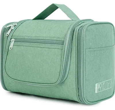 Produktbild von Große Kulturtasche zum Aufhängen, Waschbeutel mit vielen Fächern, Grün