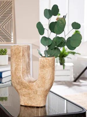 Obrázek produktu pro Gilde Vase, "Remina", Keramik, hellbraun, VE 2, L. 9 cm, B. 19 cm, H. 25 cm