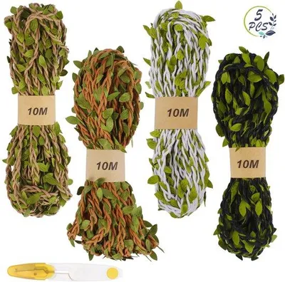Produktbild von Kunststoff Jutetouw 4 Rollen 20m Grün Blattdeko für DIY Dekoration