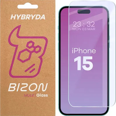 Produktbild von Elastyczne szkło hybrydowe Bizon Glass Mule do iPhone 15