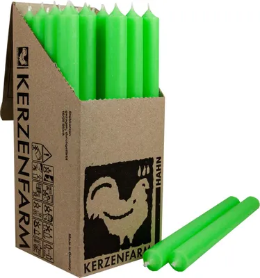 Produktbild von 25 Stabkerzen Neon Grün 250 x 22 mm Kerzenfarm Kerzen Candle