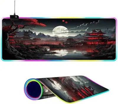 Produktbild von Gaming-Schreibtischauflage XXL, 900 x 400 mm - mit LED-Beleuchtung - rutschfeste Mauspad-Oberfläche - ideal für Gamer