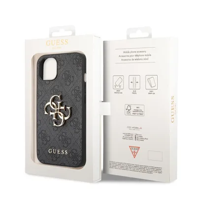 Produktbild von GuessPolyuretan4G Metal Logo Zadní Kryt pro iPhone 14 Grey