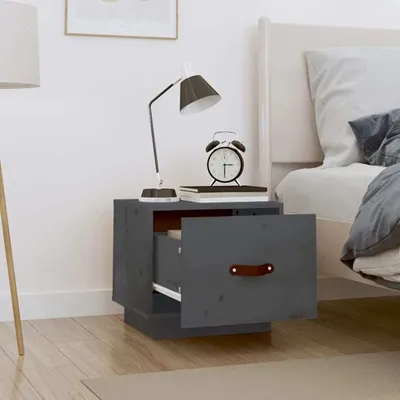 Obrázek produktu pro vidaXL Noční stolek šedý 40x34x35 cm Masivní borovicové dřevo