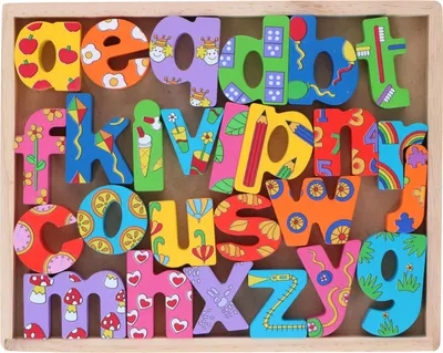Produktbild von 26 bunte Bausteine ausHolz Klein Buchstaben Alphabet Holzkasten Lernspielzeug