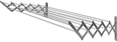 Image de Porte-vêtements pivotant en acier inoxydable - Fixation murale avec 10 cintres en aluminium - 160 cm
