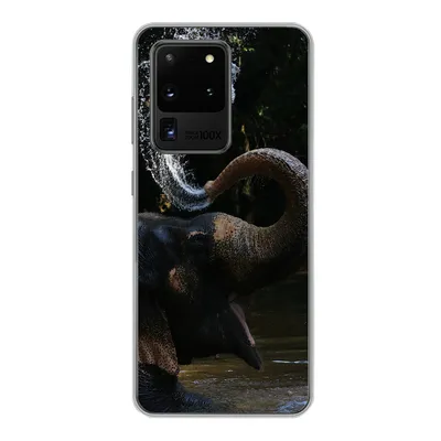 Produktbild von MuchoWow® Handyhülle Schutzhülle Hülle für Samsung Galaxy S20 Ultra Elefant - Wasser - Rüssel - Tiere - Natur Silikon Softcase Handy Hülle - Karteninhaber