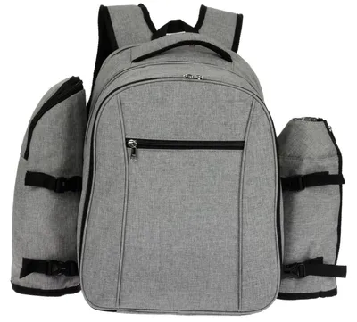 Picknickrucksack mit Kühlfach für 4 Personen, hellgrau